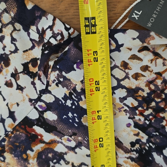 WORTHINGTON BRAND WOMEN'S PURPLE & WHITE SHORT SLEEVE BLOUSE SIZE XL - Picture 11 of 14